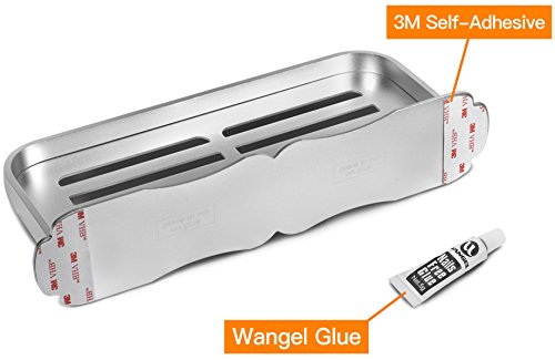 Wangel Duschregal Badregal ohne Bohren, Patentierter Kleber + Selbstklebender 3M-Kleber, Aluminium, Matte Finish - 3