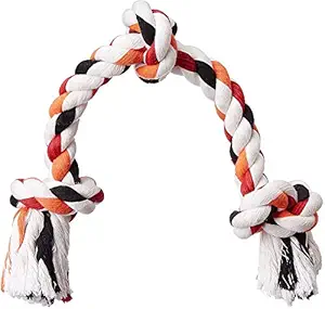 MS Petcare Dog Chew Rope Toy for Small to Medium Dogs with 3 Chew Knots - Extra Durable (Color May Vary)