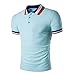 Price comparison product image Men T-Shirts,Men's Jacquard Collar Polo Shirt T-Shirt Tee Top Blouse (L, Light blue)