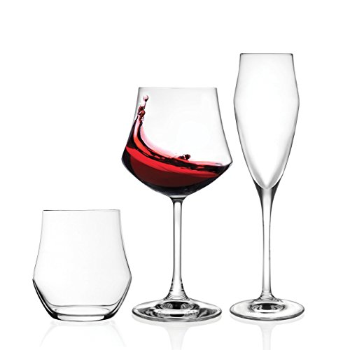 RCR EGO Set Vetro, 12 Bicchieri, 12 Calice vino 12 calice Spumante, 36 Pezzi Made in Italy