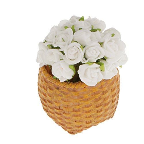 Gazechimp Blumenstrauß / 100Pcs Mini Künstliche Rosen Rosenköpfe Blumen Hochzeit Vase Tisch Dekor – Weiß, 10cm - 2