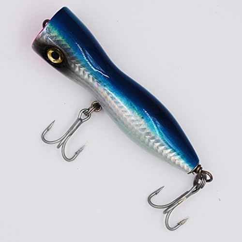 Flyafish 4.5inch 1.5OZ Wood Popper Laser Plugs Top Water Striper GT Tuna Lure