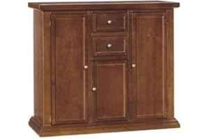 Mar.c.a. Design, Aparador de Madera, Nogal Oscuro - Aparador Cocina con Cajones, Estantes y Puertas - Mueble TV y Mueble Recibidor 100x40x88H cm - Mueble Salon y Mueble Cocina Clásico - Made in Italy