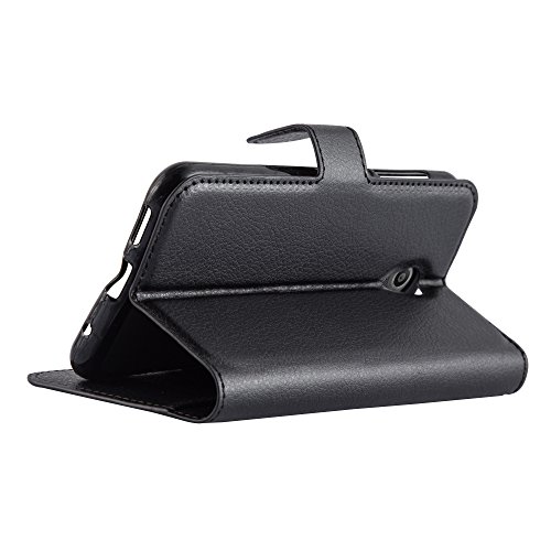 Cadorabo - Funda Vodafone Smart Prime 7 Book Style de Cuero Sint  tico en Dise  o Libro - Etui Case Cover Carcasa Caja Protecci  n  con funci  n de suporte y Tarjetero  en Negro-Fantasma