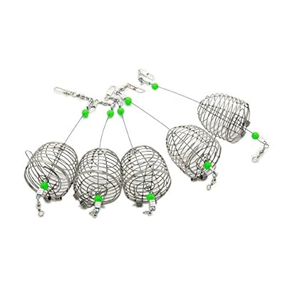 Evilandat 5PCs 16CM Cage D'Appât Piège De Pêche Petit Panier D'Alimentation En Acier Inoxydable Vérouillé