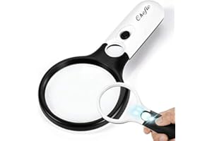 Chefic Lupe mit Licht, 3X 45X Fach Beleuchtete Leselupe mit 3 LED, Beste Handlupe Vergrößerungsglas für Senioren lesen, Kinder Hobby, Handwerk und Schmuck-Hohe Klarheit & Leichtgewicht
