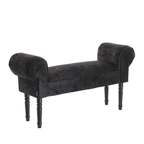 DESIGN DELIGHTS BANQUETTE "GLAMOUR" |Savanne, 39,5 x 19.5 x 12, Noir, capitonnée | Siège, Banc