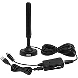 Crypto DA 100 DVB-T2 Zimmerantenne (Passiv/Aktiv) mit Antennenverstärker Magnetfuß, 4m Kabel und 1,5m Verstärkerkabel, Schwarz