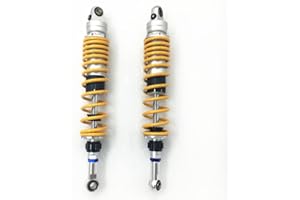 Hegeiisy 390mm/15.35" Amortissement du rebond Universel 7mm Ressort Suspension arrière Amortisseur à air MTB Moto Motocross Pour DR400 XL500 PE400 Yellow