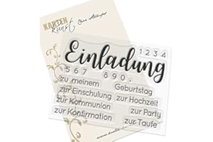 KARTENKUNST Clear Stamp-Set Motiv-Stempel Worte & Sprüche deutsch Karten-Kunst - Riesige Einladung