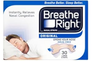 Breathe Right Nasal Strips, Stop Snoring Aids for Men & Women, Large Anti Snore Strips, Original Tan, 30 Strips