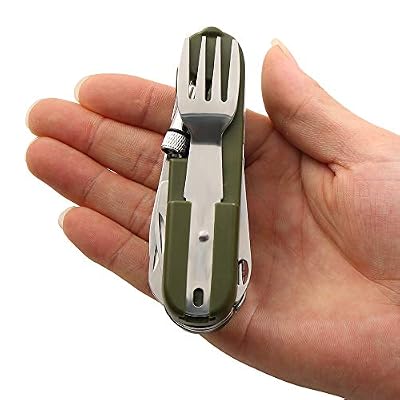 xie 2pc utile armée verte multi-fonction en acier inoxydable pliant couteau à fourche multi-outil camping kit de voyage utile
