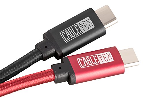 USB C Kabel auf USB 3.0 Typ C Set [2 Stück] 1M Ladekabel Nylon Textilkabel Datenkabel für USB 3.1 Computer und Smartphones wie Nexus 5X, 6P, OnePlus 2, OP 3, HTC 10, MacBook Pro und viele mehr – ROT & SCHWARZ - 2