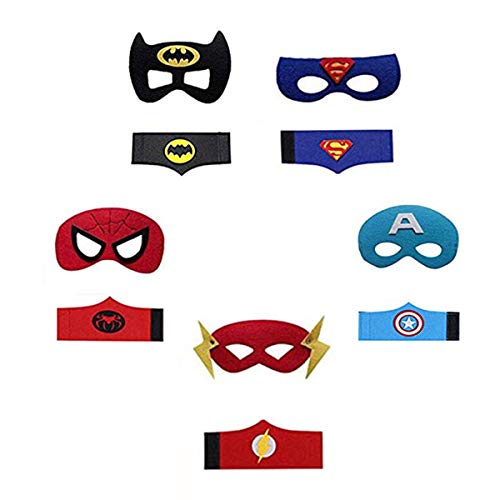 YUNFUN Máscaras de Superhéroe, Pulseras Superhéroe, Máscaras de Cosplay de Superhéroe, Máscaras para Niños y Adultos (Multicolor - A)