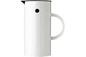Stelton Isolierkanne EM77 0,5 liter - Doppelwandige Isolierkanne für heiße/kalte Getränke - Tee- & Kaffeekanne mit Glaseinsatz, Magnetverschluss, Schraubdeckel, Vintage-Design - 0,5 Liter, Weiß