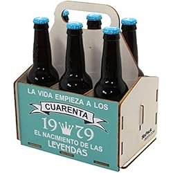 Portacervezas de madera, paquete de seis cervezas, caja portadora de seis, portacervezas de seis, regalo cerveza, cumpleaños 40 años, regalo 40 años, de madera, 40 cumpleaños, cumpleaños hombre, 1979
