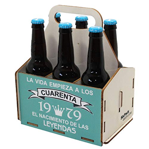 Portacervezas de madera, paquete de seis cervezas, caja portadora de seis, portacervezas de seis, regalo cerveza, cumpleaños 40 años, regalo 40 años, de madera, 40 cumpleaños, cumpleaños hombre, 1979