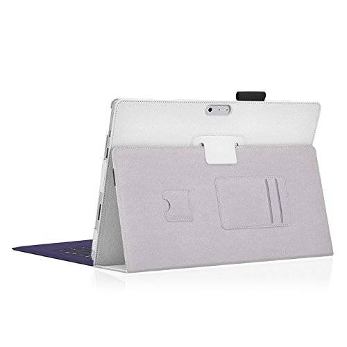 Microsoft Surface Pro 4 Cover Tasche mit praktischer Stand Funktion Case aus robustem Kunstleder und zusätzlicher Displayschutz Glas kombiniert Schutz und Design für Ihr Microsoft Surface Pro 4 Hülle Case in Weiss von UC Express® - 4