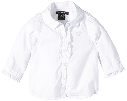 Gant Baby-Girls 731589 E.Girl Solid Oxford Frill Blouse, White, 3 Years (Manufacturer Size: 98/36 Months)