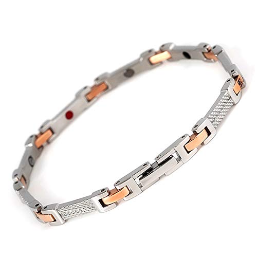 Preisvergleich Produktbild LEEFISH Elegant Magnetisch Armband, Schönheit Titan Stahl Armband, Gesundheit Magnetfeldtherapie Armreif, Roségold Schmerzlinderung Karpaltunnel + Link Einstellwerkzeug