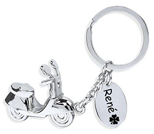 Preisvergleich Produktbild Miniatur Motorrad Moped Schlüsselanhänger mit persönlicher Gravur - SchA019-mG