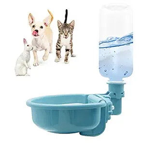 Vannon Dog Water Bottle Dispenser for Cage 16 OZ / 480ml No Spill Gravity Pet Water Bottle Automatic Replenish Feeding Waterer for Dog Puppies Cat Rabbit Small Animals Blue