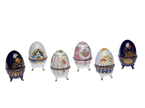 Preisvergleich Produktbild 6x Porzellanei Dose Schmuckdose Pillendose Deckeldose Osterei Schmuck Zierei
