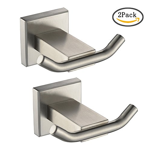 Weare Home Gebürstet finished Modern Einfach Silbern 304 Edelstahl 2-ärmig Wandmontag Mantelhaken Hütenhaken Kleiderhaken für Badezimmer, 2 Stück