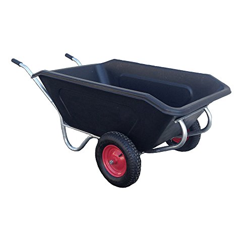 Roto Schubkarre XXL schwarz, Transportkarre, Mulden-Kipper, Zweiradkarre mit Gummireifen // 170x130x80 cm (LxBxH) // 350l Volumen Gartenkarre