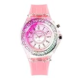 DANMEI 1 Stück Kinder-Armbanduhr Schule Junge Mädchen Uhren Elektronische Bunte Lichtquelle Schwester Bruder Geburtstag Kinder Geschenk Uhr Fashion, Rose