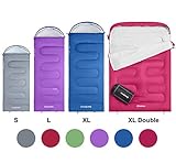 Mit Kordelzug und Wärmekragen für optimalen Wind- und Kälteschutz. Ein Klettriegel schützt vor selbsttätigem Öffnen des Reißverschlusses beim Schlafen. Mit den zwei Schlaufen am unteren Ende lässt sich der Schlafsack leichter aufhängen.