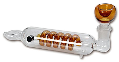 smokerSFinest Glaspfeife mit Kühlspirale 180 mm Gold #SF