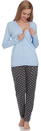 Italian Fashion IF Womens Maternity Pyjama Hydrangea 0223 (Blue-2, L)