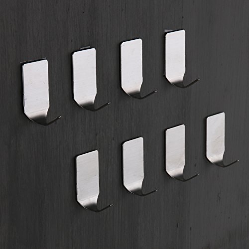 esky24 8 ganchos selbstkl ebeh bajera Vajilla plana - Perchero pared Ganchos 3 m, autoadhesiva impermeable acero inoxidable sin agujeros