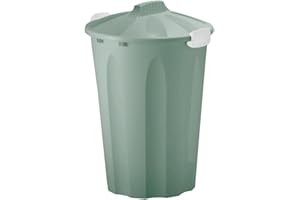 Emanhu Maxitonne mit Deckel 40L Universaltonne Windeleimer Pastell Farben Abfalleimer Kunststoff Mülltonne Abfalltonne Mülleimer Müllsammler (6227-Pastell Grün)