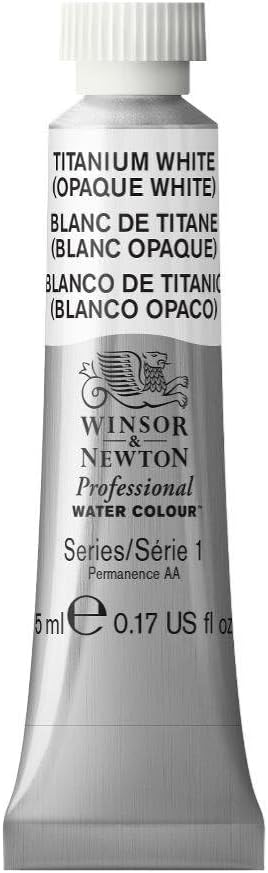 Winsor & Newton Acuarela Profesional - Pintura de Acuarela, Alta Luminosidad, Resistente a la Luz, Calidad de Archivo, Tubo de 5ML, Color Blanco De Titanio
