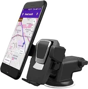 CQLEK Premium Car Mobile Phone Holder - Telescopic One Touch Long Neck Arm 360 Degree Rotation | Ultimate Reusable Suction Cup Mount Mirror Stand Anti Shake & Fall Prevention Adjustable Vibration Pads Universal Vehicle Interior Automobile Accessories Supports for Dashboard / Windshield / Desktop (Assorted Color) Up to 6.5 inch Smartphones