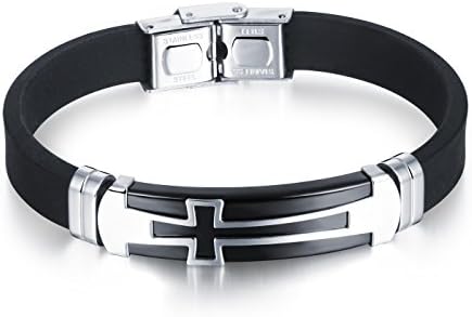 Fashionable Men's Bracelet/Crucifix/Personalized Unique Design/Silicone Titanium Steel/Bracelet/Jewelry Daily Casual Costume,Black