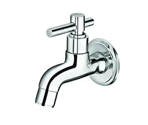 TNL Nick Short Body Quarter Turn Brass Bib Cock Pure Brass Bib Tap with Water Saving Aerator Foam Flow System (Chrome Finish)