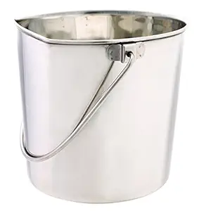 Pro Select Stainless Steel Flat Sided Pails - Durable Pails for Fences, Cages, Crates, or Kennels - 8?