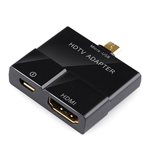CSL – MHL Micro USB zu HDMI Adapter (microUSB 5pin + 11pin) – zum Synchronisieren von Smartphone / Tablet-PC auf Fernseher / Smart TV / Monitor / Projektor – HDTV – 1080p Full HD – 8-Kanal digital Audio 7.1 Surround – schwarz - 2
