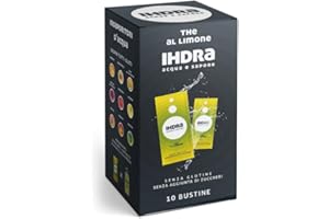 CUORE NERO CAFFE IHDRA - Insaporitore per Bevanda Fresca Gusto THE' LIMONE, 10 Bustine da 1,6gr, Preparato Polvere Solubile In Acqua, Ideale Per Sport, Vegan, Senza Zucchero aggiunti e Senza Glutine, Made In Italy.