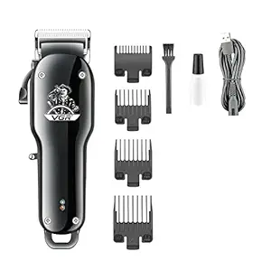 VGR V-679 Professional Rechargeable cordless Hair Clipper with Self Sharpening Blades, USB Charging cable, 4 Guide Comb, Taper Lever Adjustments for close cut trimming for men Runtime: 180 mins, Black