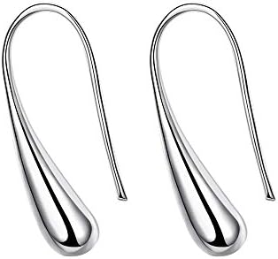 Ladies Earrings,Water Droplets Modeling Silver Ear Hooks.