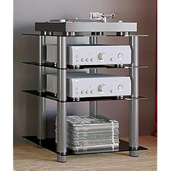 VCM 14105 Bilus Meuble HiFi Aluminium/Verre Argent/Noir