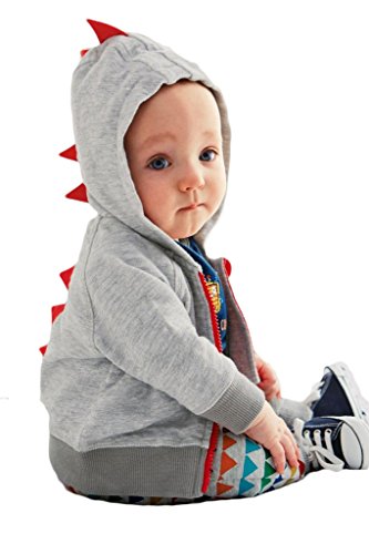 WangsAura Baby Boys Toddler Long Sleeve Dinosaur Hoodies Zip-up Jacket