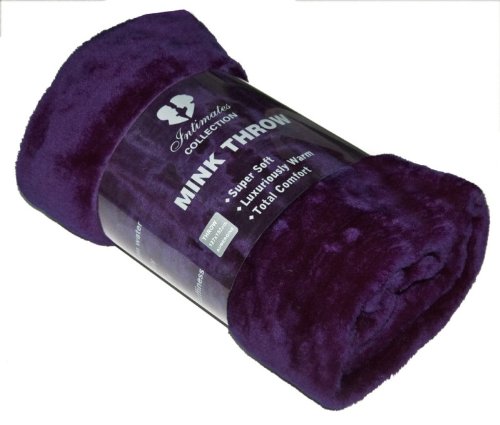 Intimates Mink Faux Fur Throw Aubergine/Plum / Purple 150x200, Large 2 Seater Sofa/Bed Blanket