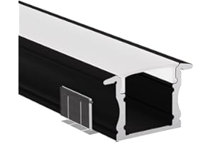 Alumino | LED Aluminiumprofil Schwarz | 200 cm | Einbauprofil | Opale Abdeckung | für 12 mm LED-Streifen | 2m | Main