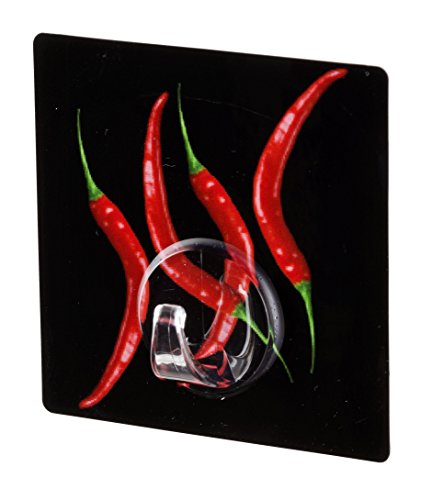 WENKO 4369500100 Static-Loc Wandhaken Uno Hot Peperoni – Befestigen ohne bohren, Kunststoff, Mehrfarbig - 3