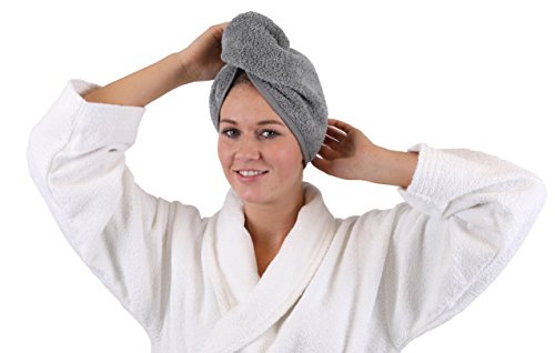 Betz Turban Handtücher Haarturban Kopftuch 100% Baumwolle Frottier Farbe: grau